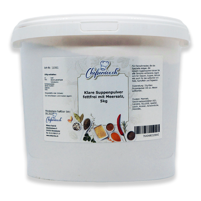 Klare Suppe Pulver fettfrei mit Meersalz 5 kg