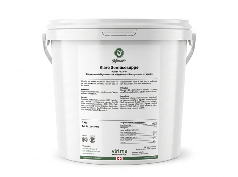 Soupe de légumes claire en poudre, faible en gras, 5 kg
