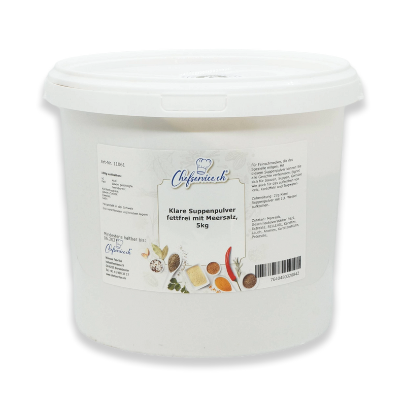 Klare Suppe Pulver fettfrei mit Meersalz 5 kg